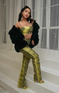 green snakeskin pant and bra - Gig Vega - Women Fashion -
