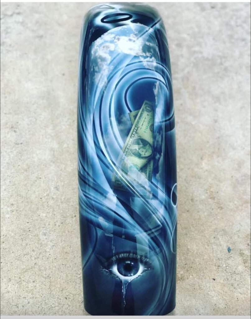 Motorcycle fender with realistic dollar bill