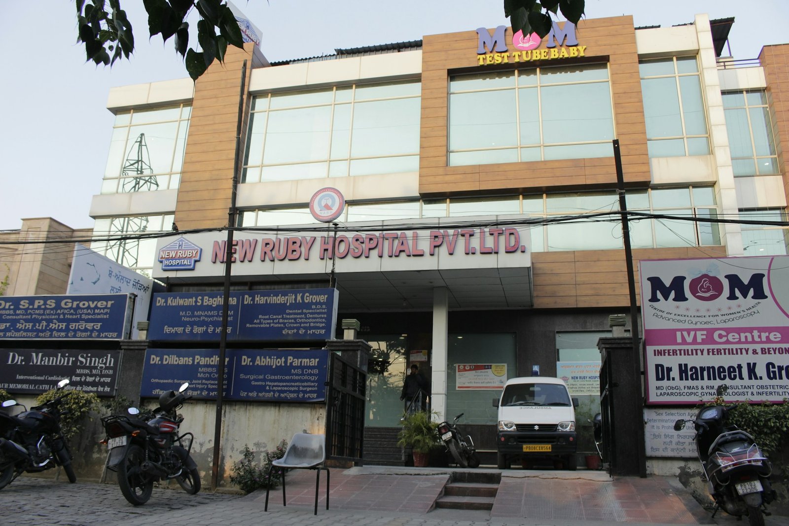 a-building-with-a-motorcycle-parked-in-front-of-it