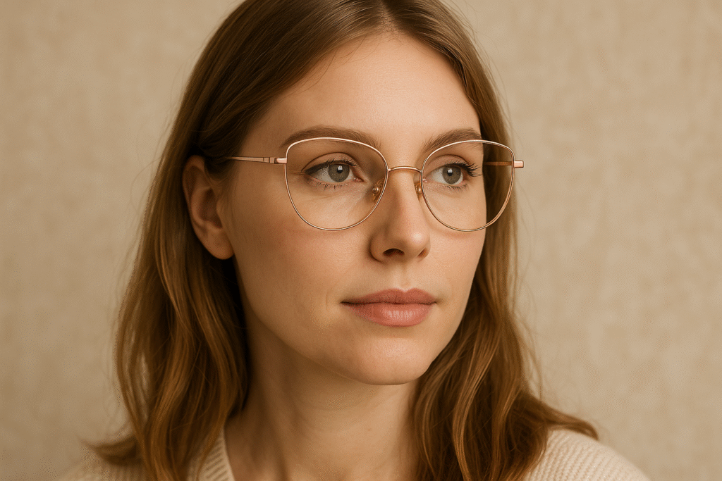 blond woman wearing glasses