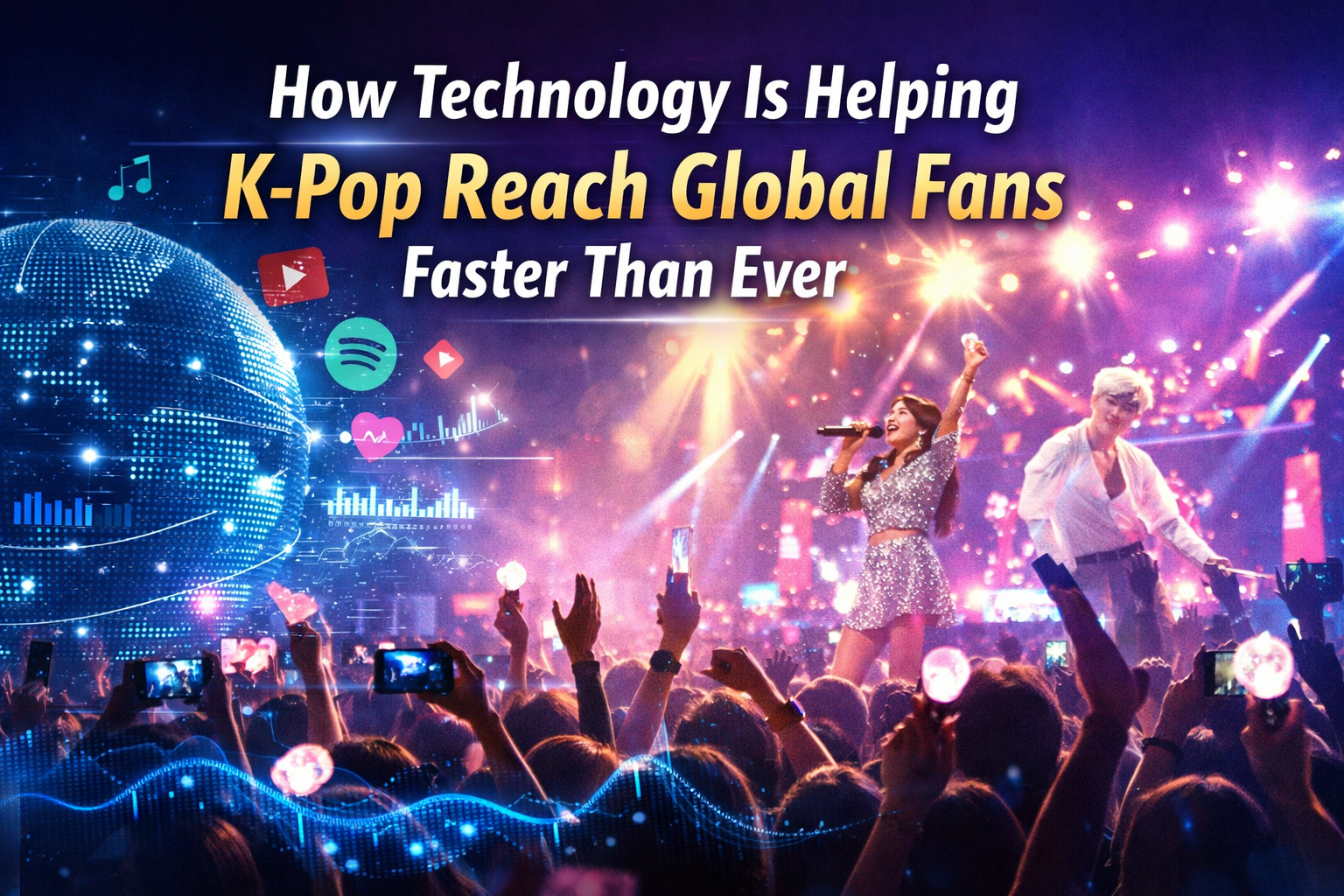 K-Pop concert enhanced by technology.