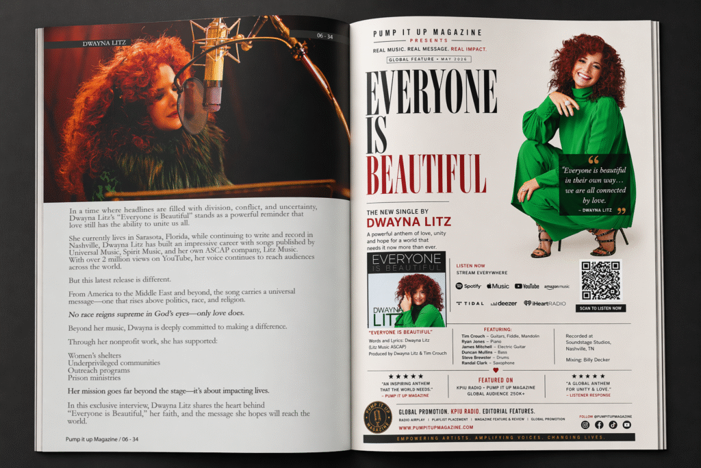 indie artist featured in Pump It Up Magazine professional music magazine layout interview