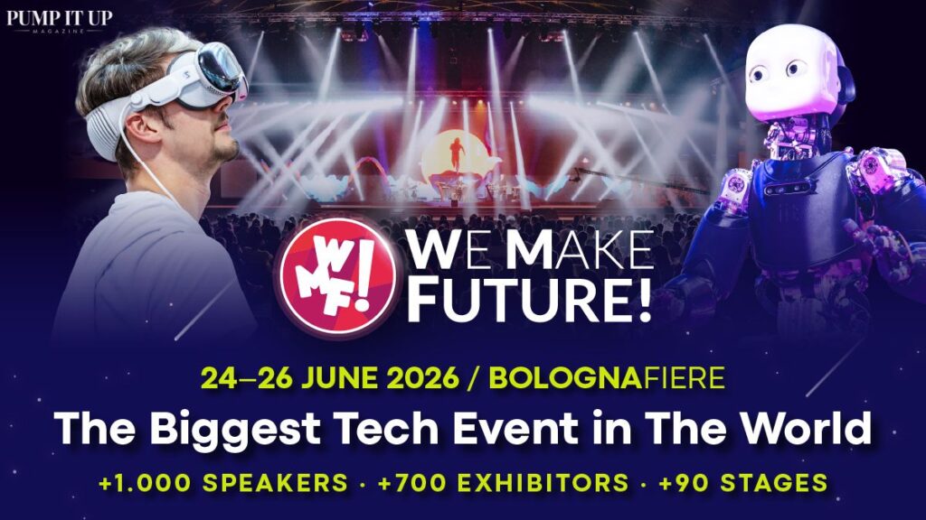 People exploring artificial intelligence and futuristic technology at the We Make Future 2026 AI business and digital innovation event in Italy.