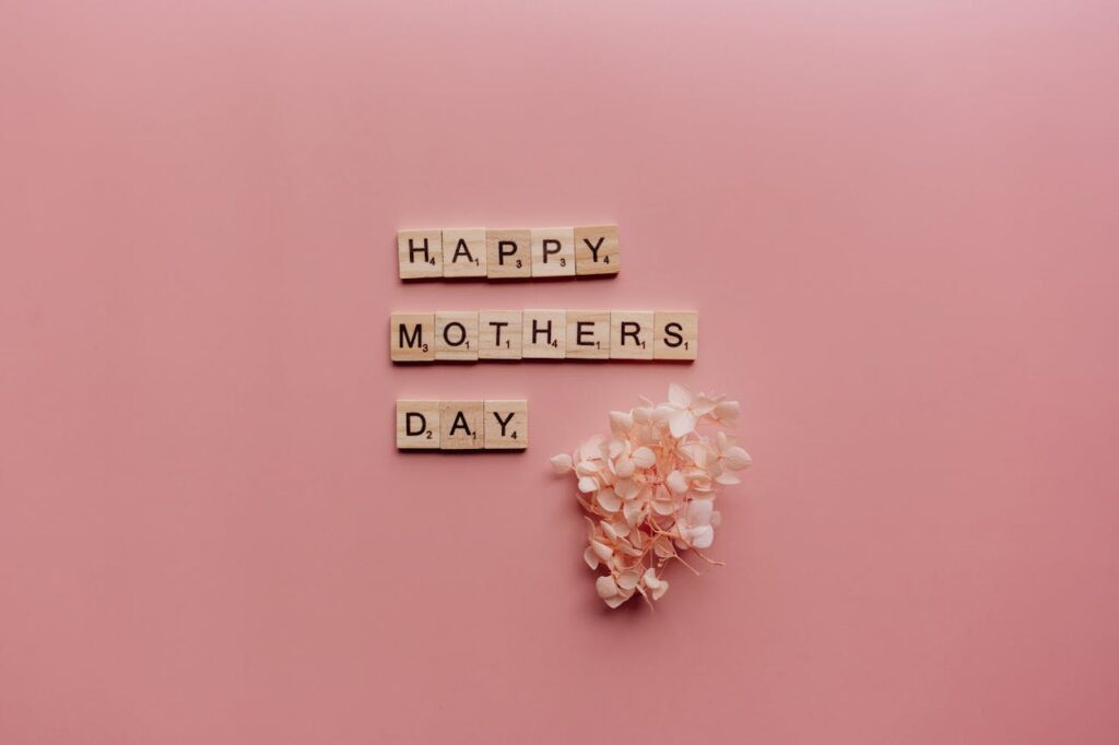 Scrabble letters spelling Happy Mother's Day