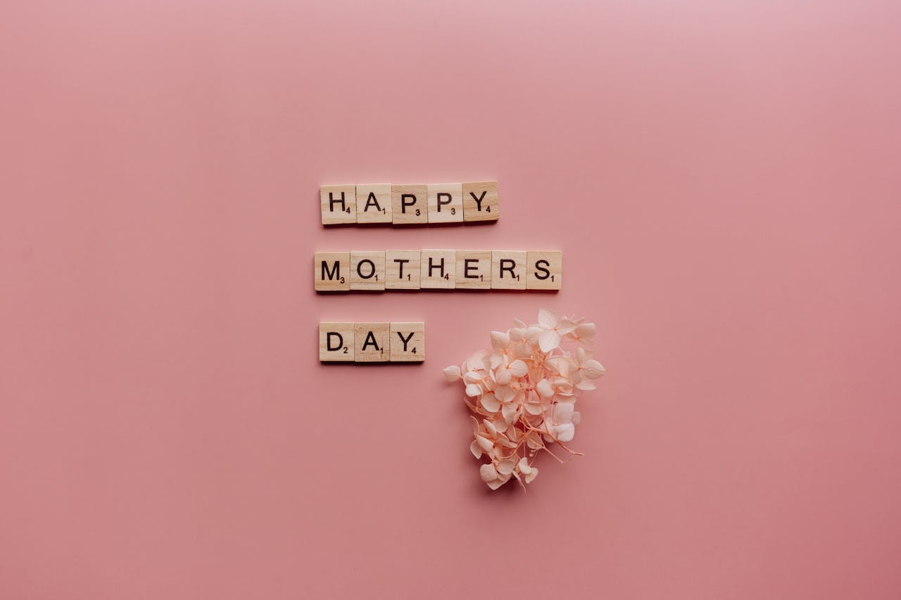 Scrabble letters spelling Happy Mother's Day
