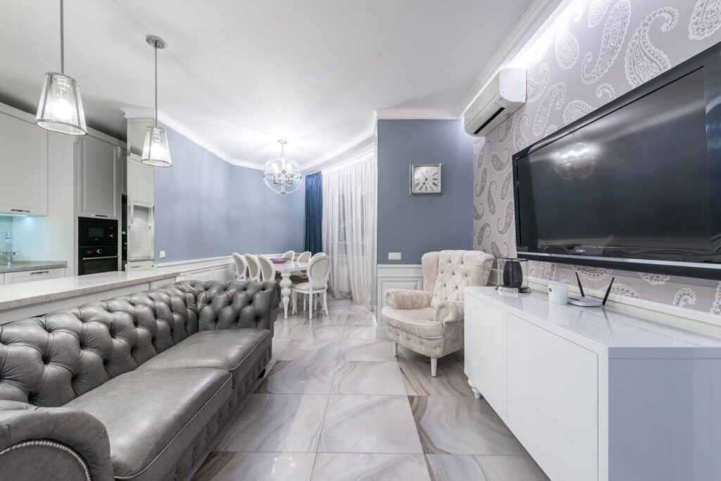 luxury living room with air conditioner
