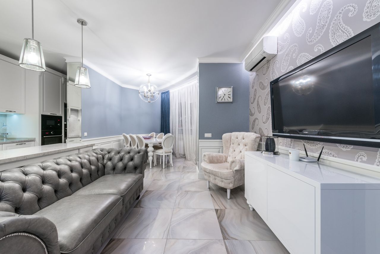 luxury living room with air conditioner