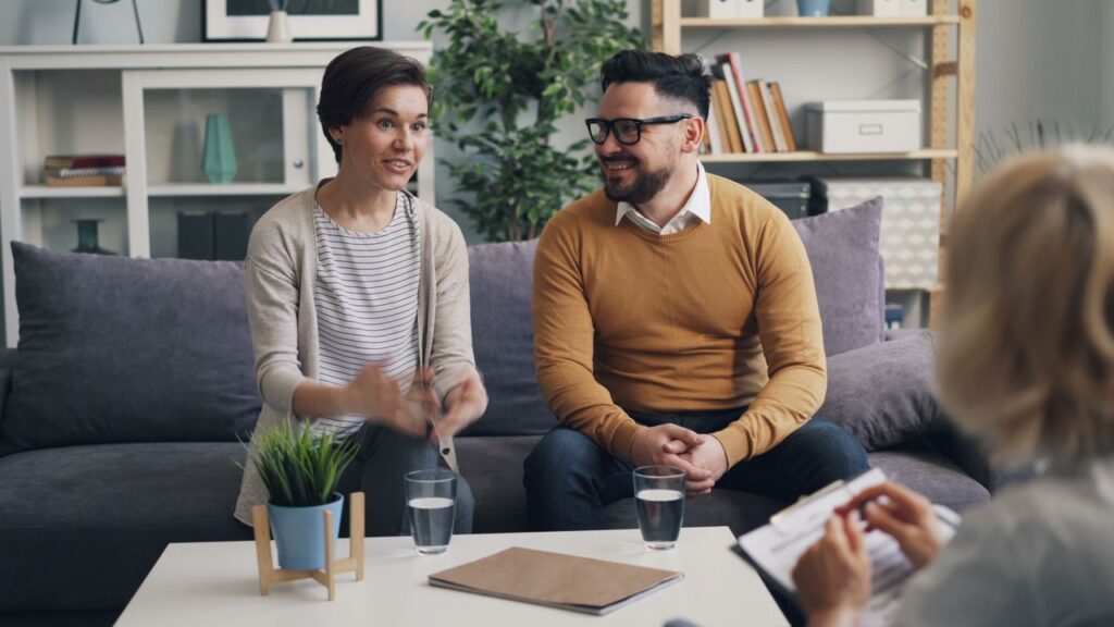 Marriage counseling session helping Southern California couples improve communication and strengthen their relationship.