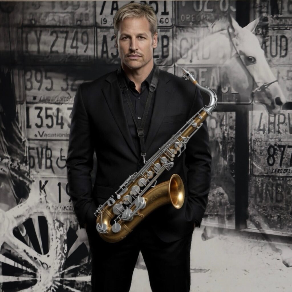 Michael Cates saxophonist contemporary jazz artist holding saxophone