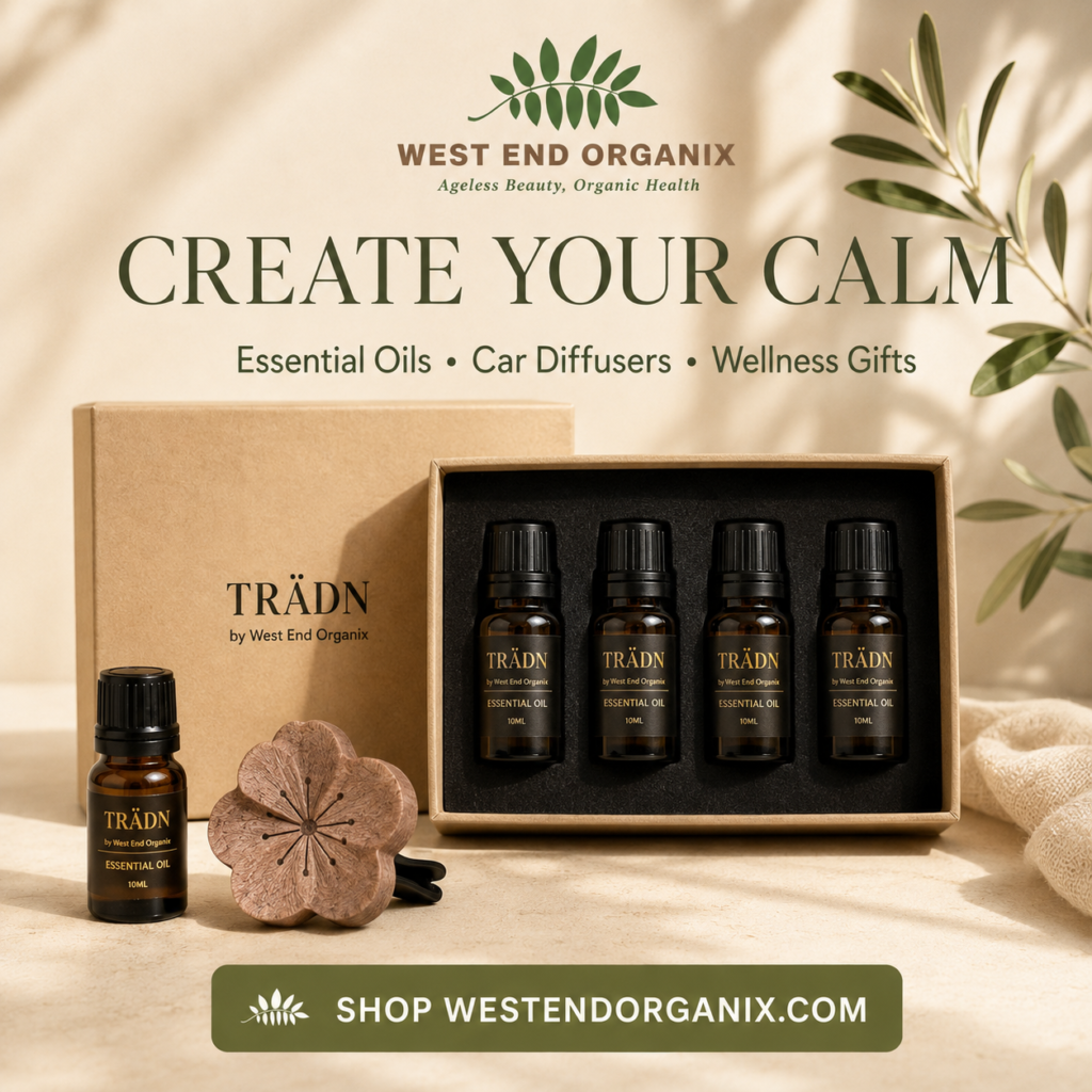 TRÄDN essential oils and wooden car diffuser available from West End Organix