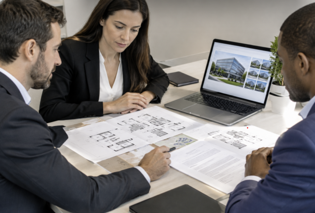 business partners - commercial real estate business meeting